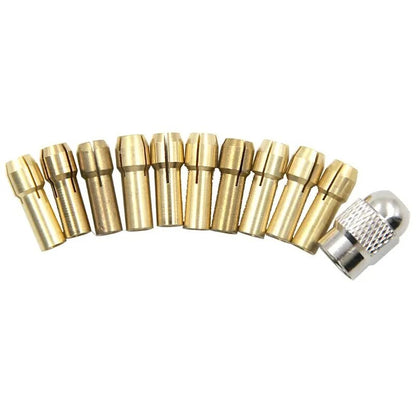 11 x Brass Drill Chuck Collet Bit For Dremel Rotary Tools Adapter 0.5mm-3.2mm - Dukes Supplies