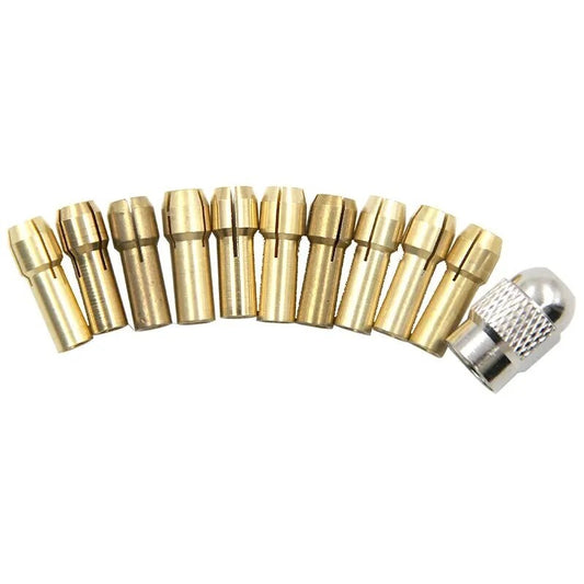 11 x Brass Drill Chuck Collet Bit For Dremel Rotary Tools Adapter 0.5mm-3.2mm - Dukes Supplies
