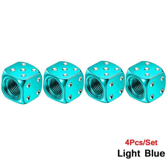 Dice Valve Caps for Cars, Set of 4, Caravans, Motorcycles, BMX - UK Seller - Dukes Supplies