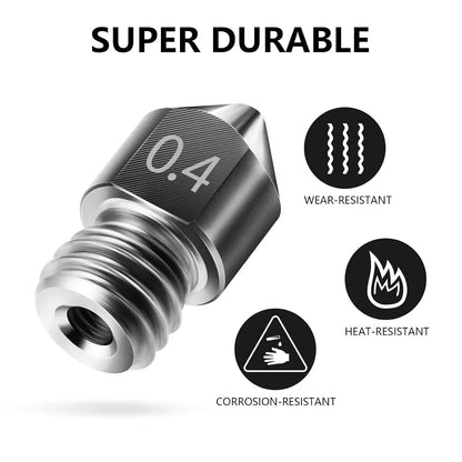 10pcs 0.2mm-1.0mm Hardened Steel MK8 3D Printer Nozzle Extruder Creality Ender - Dukes Supplies