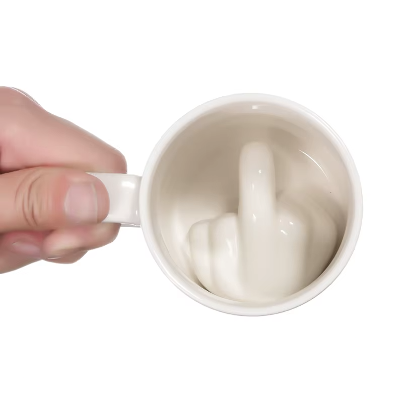 Middle Finger Mug Coffee Cup Ceramic Funny Prank Joke Mug Gift - Image 3