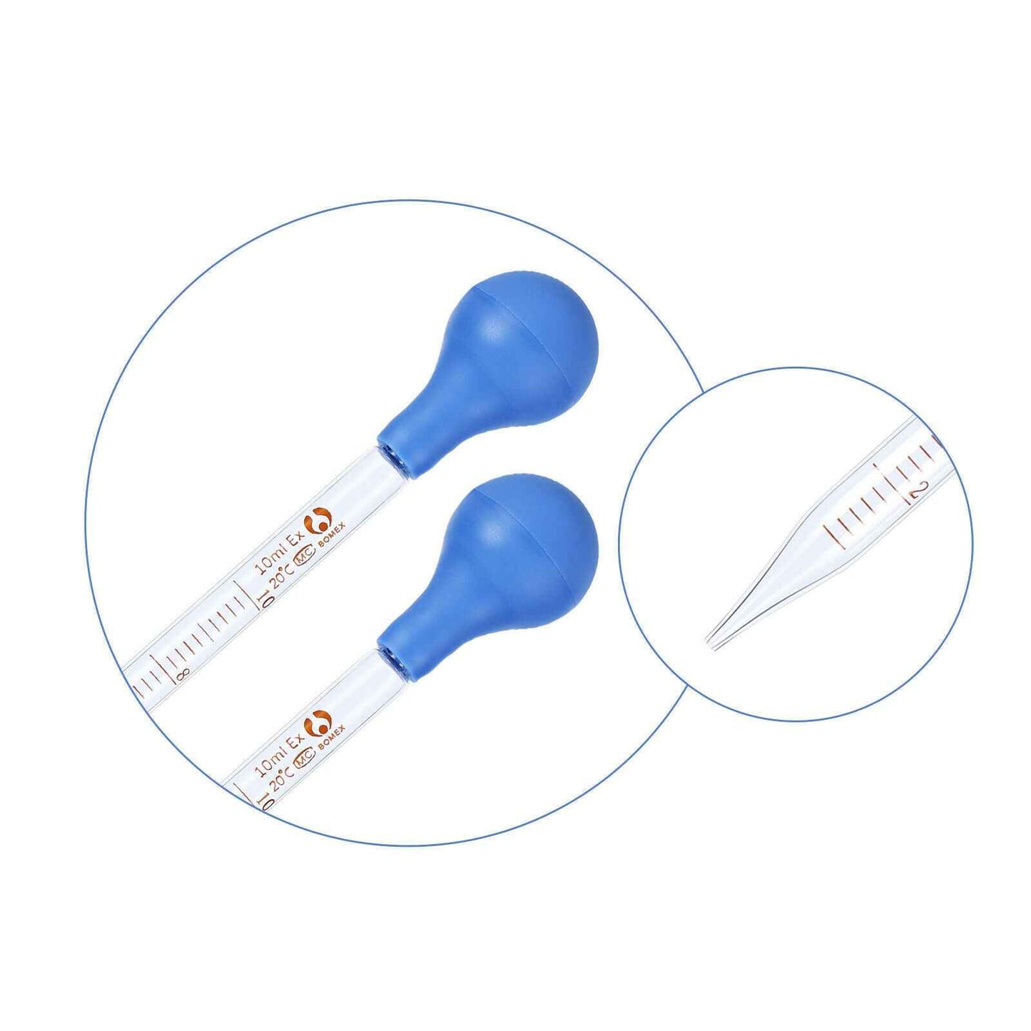 3 x 10ml Dropper Glass Scale Line Dropping Pipe Lab School Rubber Head Pipette - Dukes Supplies