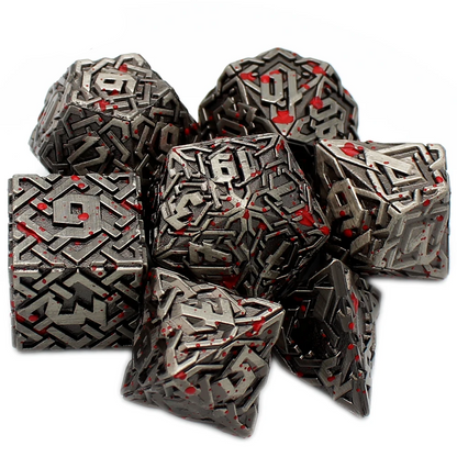 Silver Red Dragon Dice Set DND Metal Polyhedral Die Set TTRPG D&D Gift - Dukes Supplies