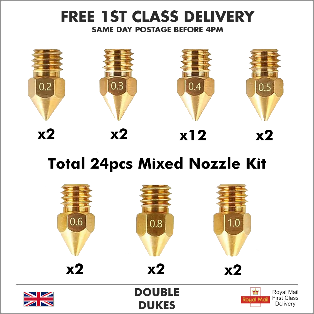 3D Printer Nozzle MK8 Extruder Ender 3 / V2 / CR10s / SE-6 Anet A8/A6 Prusa i3 - Dukes Supplies