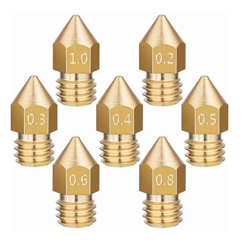 3D Printer Nozzle MK8 Brass Extruder 0.2mm - 1.0mm Creality Ender CR-10 makerbot - Dukes Supplies