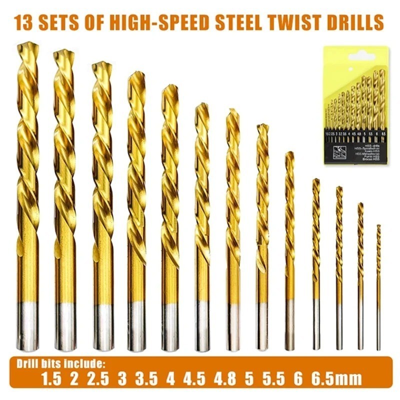 13 Pcs 1.5mm-6.5mm HSS 5% Cobalt Drill Bit Set, for Stainless Steel, Wood, Metal - Image 4