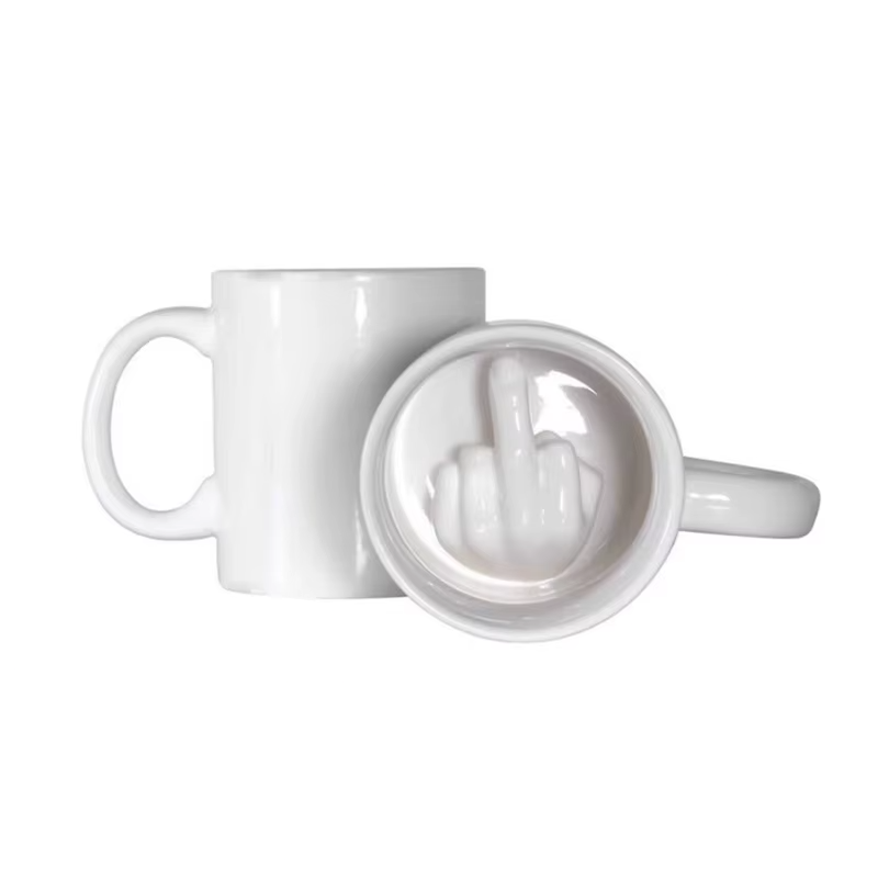Middle Finger Mug Coffee Cup Ceramic Funny Prank Joke Mug Gift - Image 1