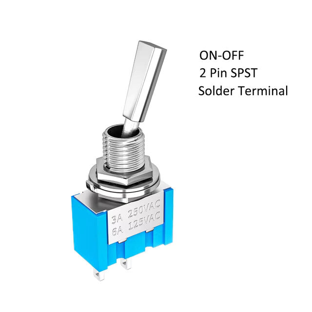 High Quality 2Pin Flat Handle SPST ON OFF 2 Position Mini Toggle Switches MTS101 - Dukes Supplies