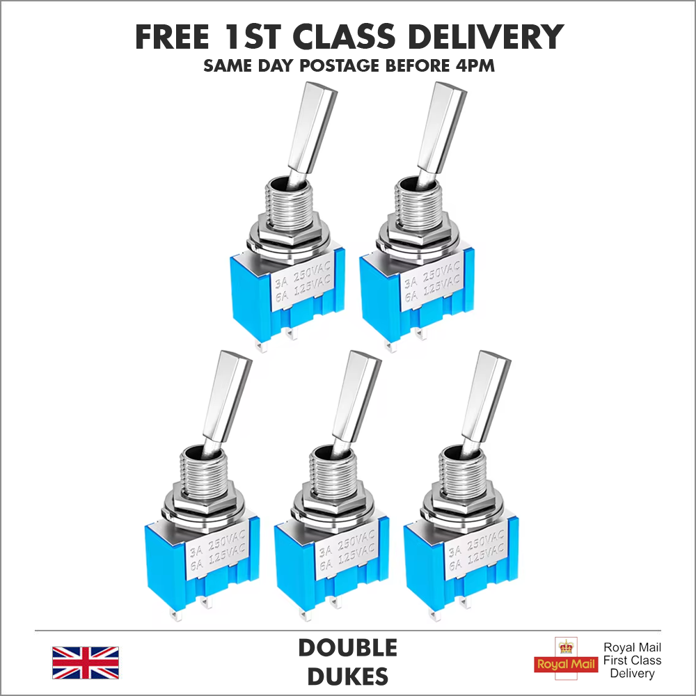 High Quality 2Pin Flat Handle SPST ON OFF 2 Position Mini Toggle Switches MTS101 - Dukes Supplies