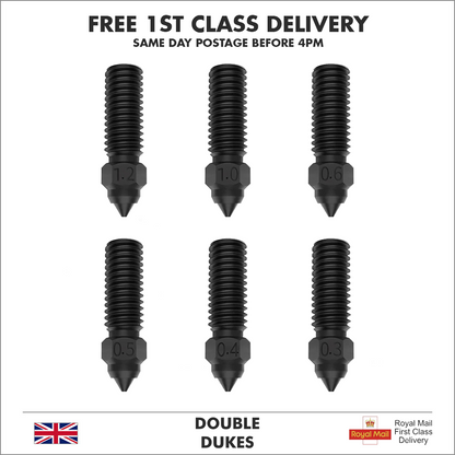 Creality K1/K1 Max CR-M4 Nozzle Hardened Steel 0.2mm-1.2mm 3D Printer M6 Thread - Dukes Supplies