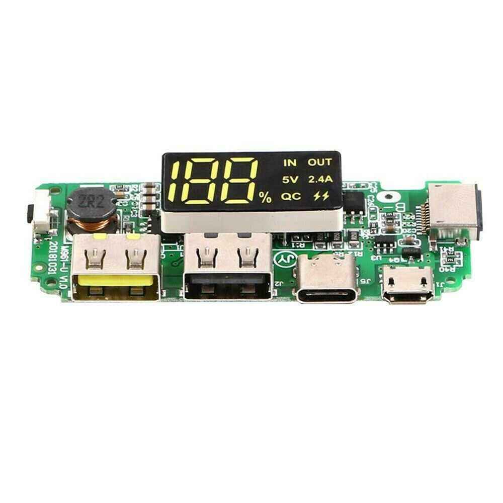 LED Dual USB 5V 2.4A Micro/Type-C USB Mobile 18650 Charging Module - Dukes Supplies