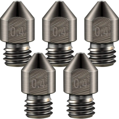 5pcs 0.4mm Hardened Steel 3D Printer Nozzle MK8 CR-10 Ender 3 Anet A8 m6 - Dukes Supplies