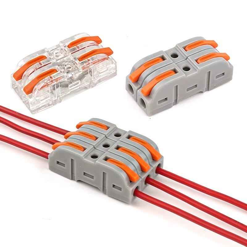 SPRING LEVER TERMINAL BLOCK ELECTRICAL CABLE WIRE CONNECTOR QUICK SPLICE INLINE - Dukes Supplies