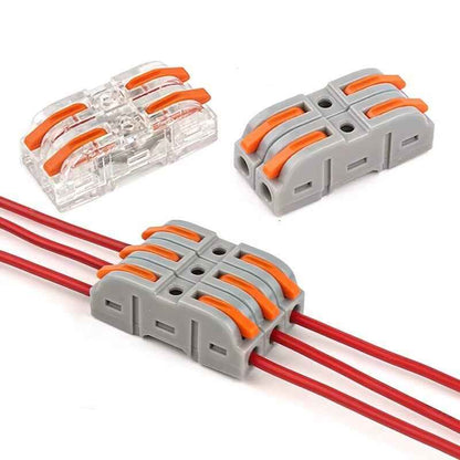 SPRING LEVER TERMINAL BLOCK ELECTRICAL CABLE WIRE CONNECTOR QUICK SPLICE INLINE - Dukes Supplies