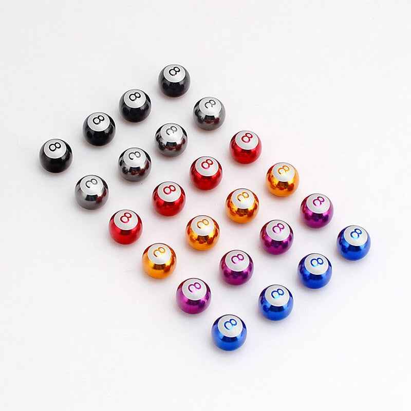 Valve Caps Metal Dust Caps 8Ball Car Motorcycle BMX Van Quad Caravan Alloy Caps - Dukes Supplies