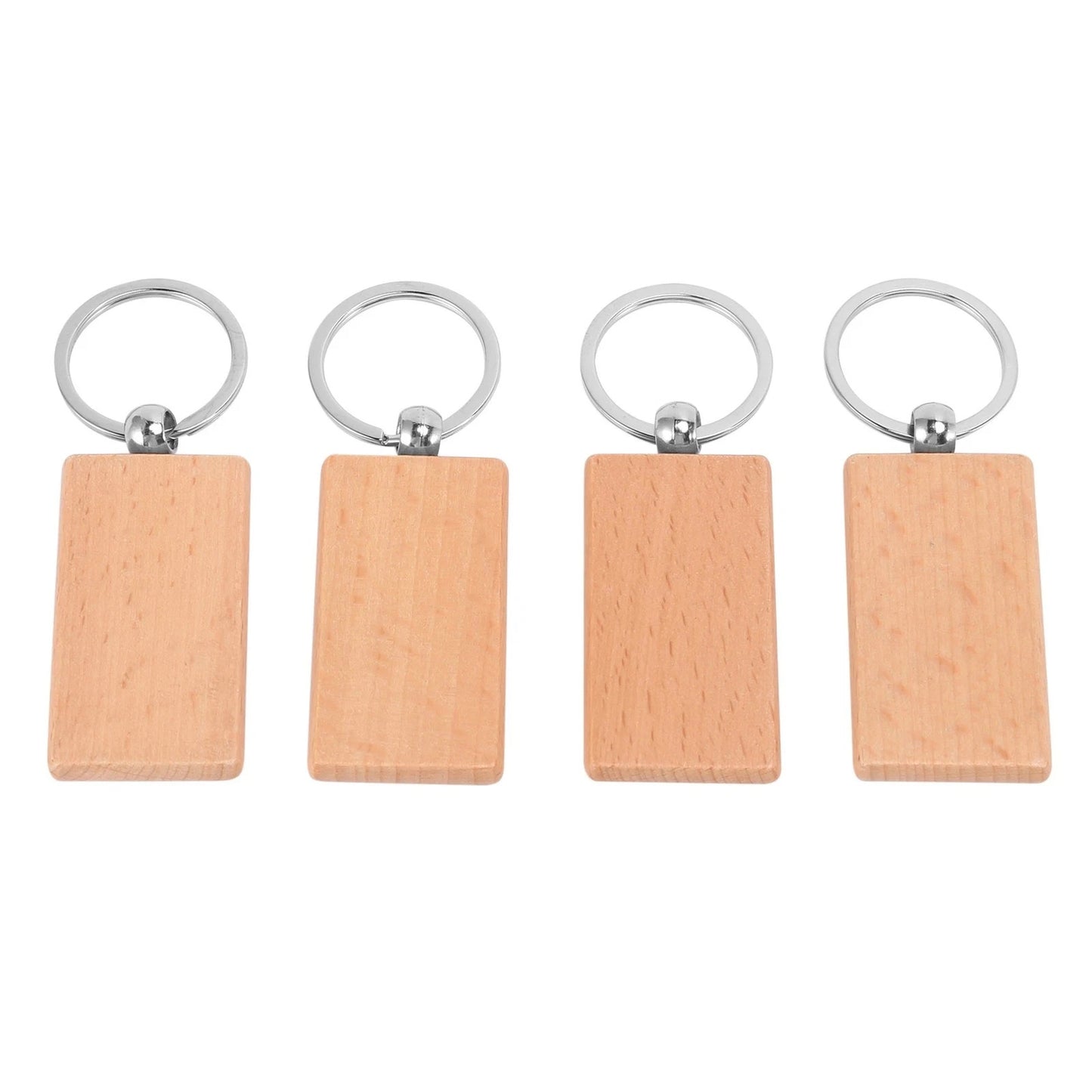 Blank Rectangle Wooden Key Chain DIY Engraving Art Wood Keychains Key Tags - Image 8