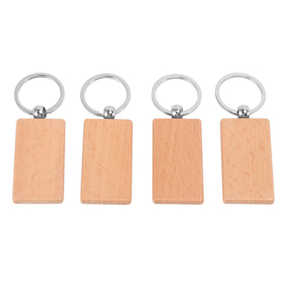 Blank Rectangle Wooden Key Chain DIY Engraving Art Wood Keychains Key Tags - Image 8