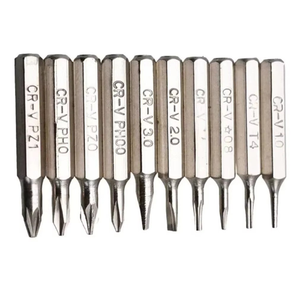 10PCS CR-V Screwdriver Bits Set PH00 PH0 PZ1 PZ0 SL3 SL2 SL1 T5 T4 Mobile Bits - Dukes Supplies
