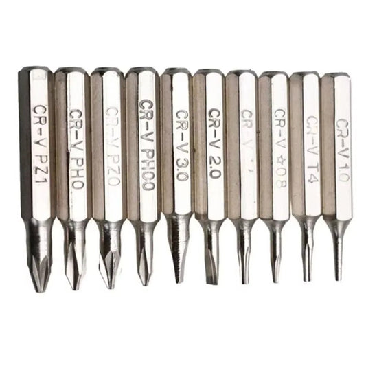 10PCS CR-V Screwdriver Bits Set PH00 PH0 PZ1 PZ0 SL3 SL2 SL1 T5 T4 Mobile Bits - Dukes Supplies