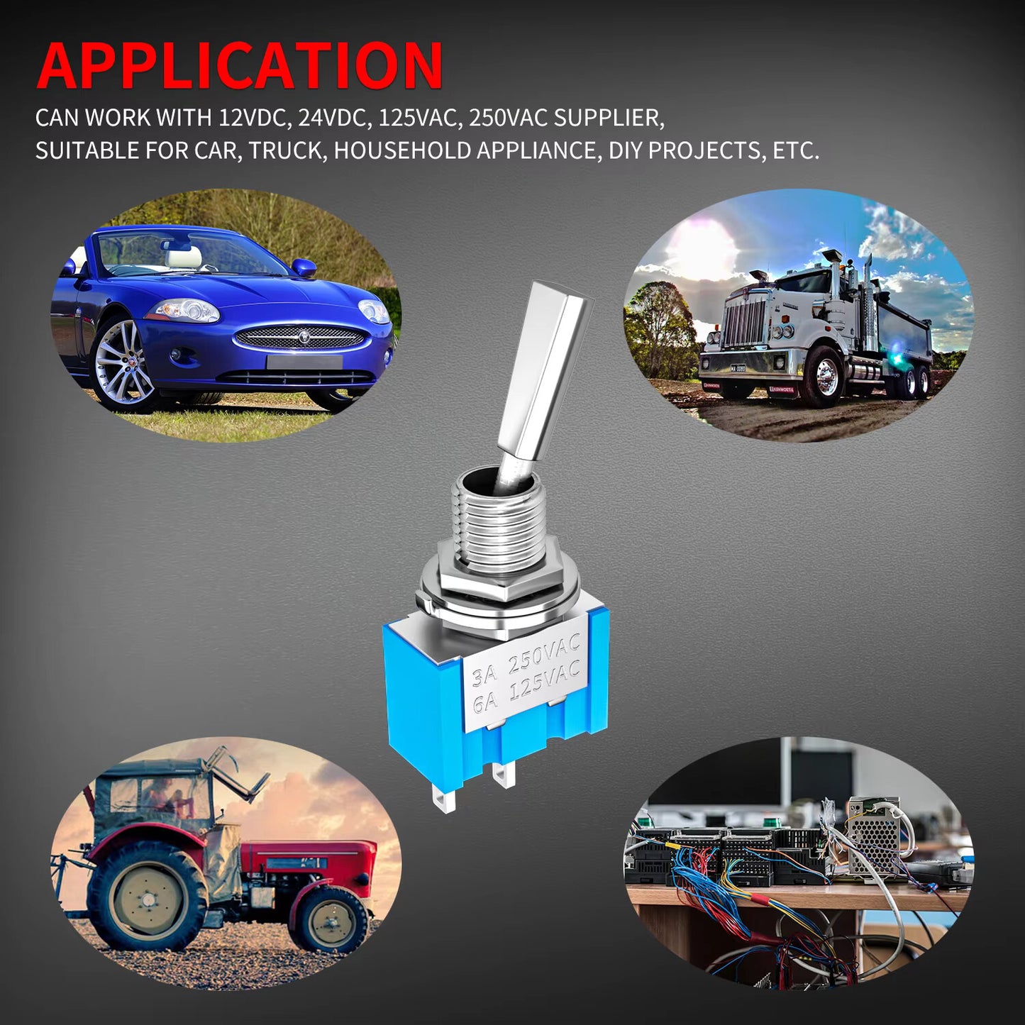 High Quality 2Pin Flat Handle SPST ON OFF 2 Position Mini Toggle Switches MTS101 - Dukes Supplies