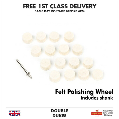 16pc Felt Buffing Polishing Wheel Kit With Shank/Mandrel For Rotary Tool Dremel - Dukes Supplies