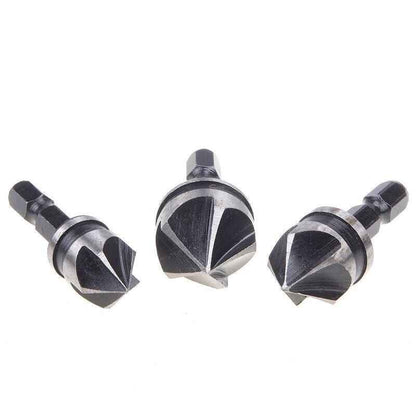 3pc Hex Countersink Drill Bits Carbon Steel HCS  1/4" 12mm 16mm 19mm Shank - Dukes Supplies