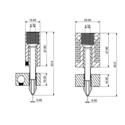 3D Printer Hotend Extruder Parts Hot End for Ender 3, Ender 3 Pro, Ender 5 CR-10 - Dukes Supplies