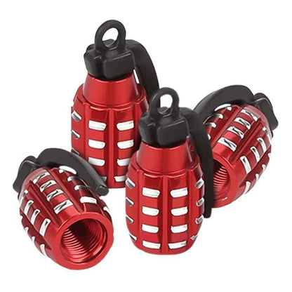 Tyre Valve Dust Caps Grenade Car Bike Motorcycle Alloy BMX MTB X 4 - Dukes Supplies