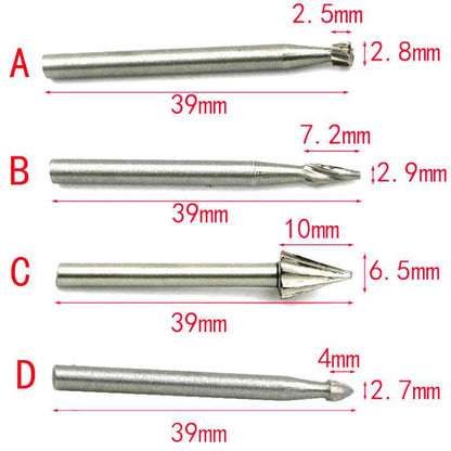 10 x HSS Routing Wood Carving Tool Rotary Drill File Router Bits For Dremel - Dukes Supplies