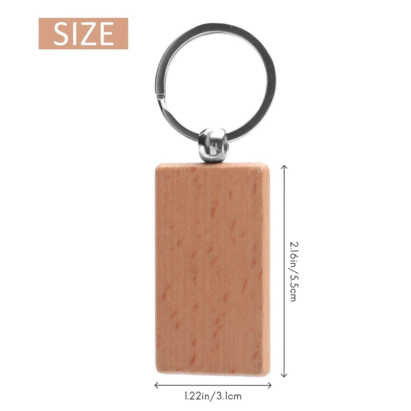 Blank Rectangle Wooden Key Chain DIY Engraving Art Wood Keychains Key Tags - Image 7