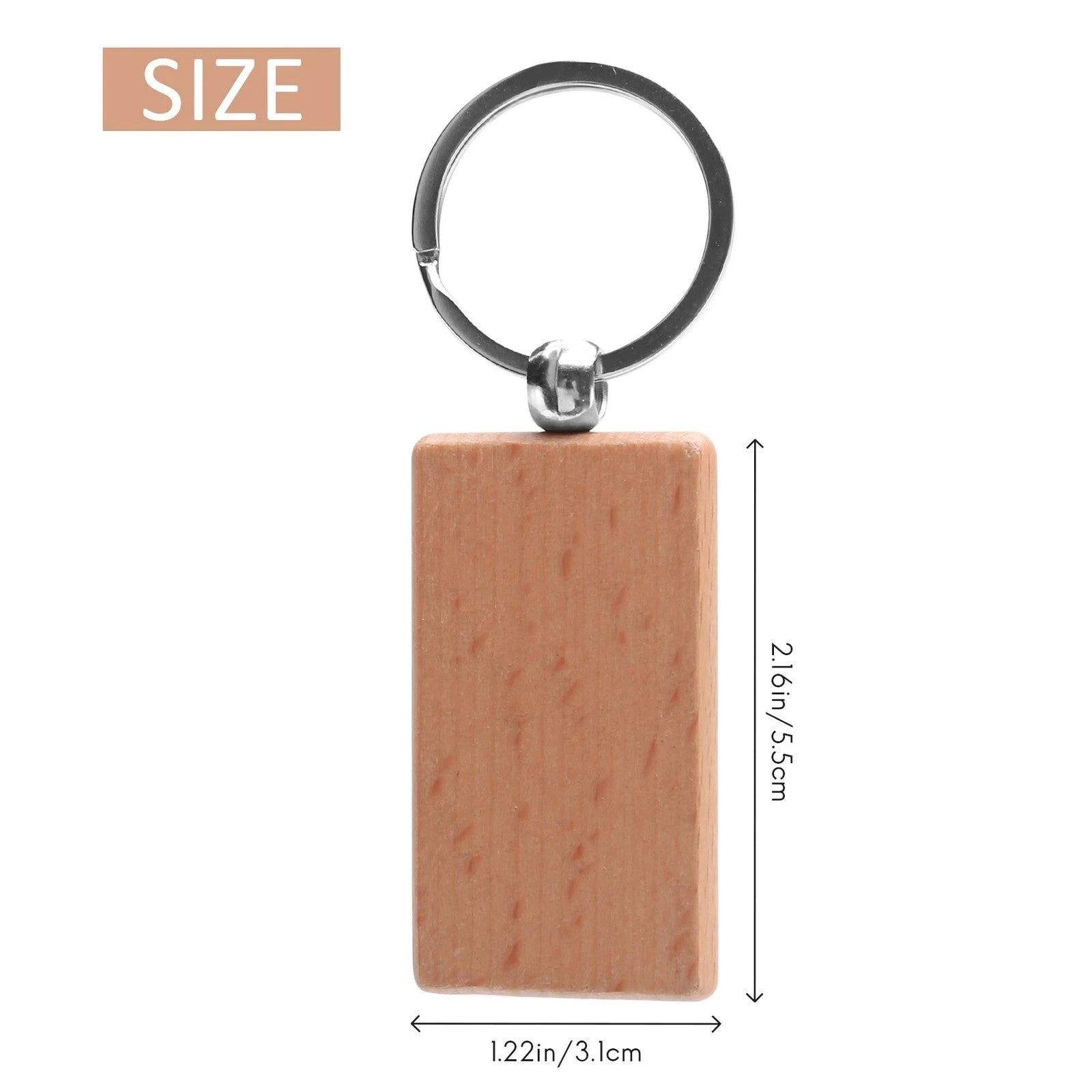 Blank Rectangle Wooden Key Chain DIY Engraving Art Wood Keychains Key Tags - Image 7