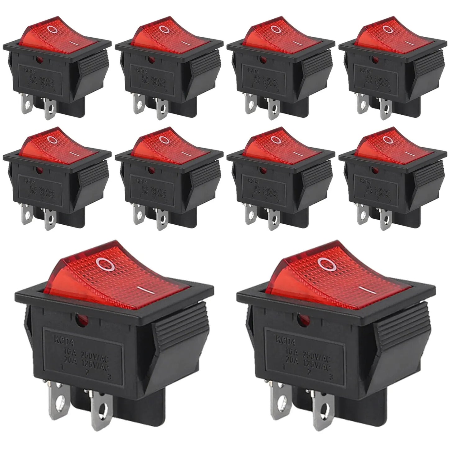 KCD4 2 Position Rectangular Rocker Switch 4 Pin 250V 16A ON OFF Large Heavy Duty - Dukes Supplies