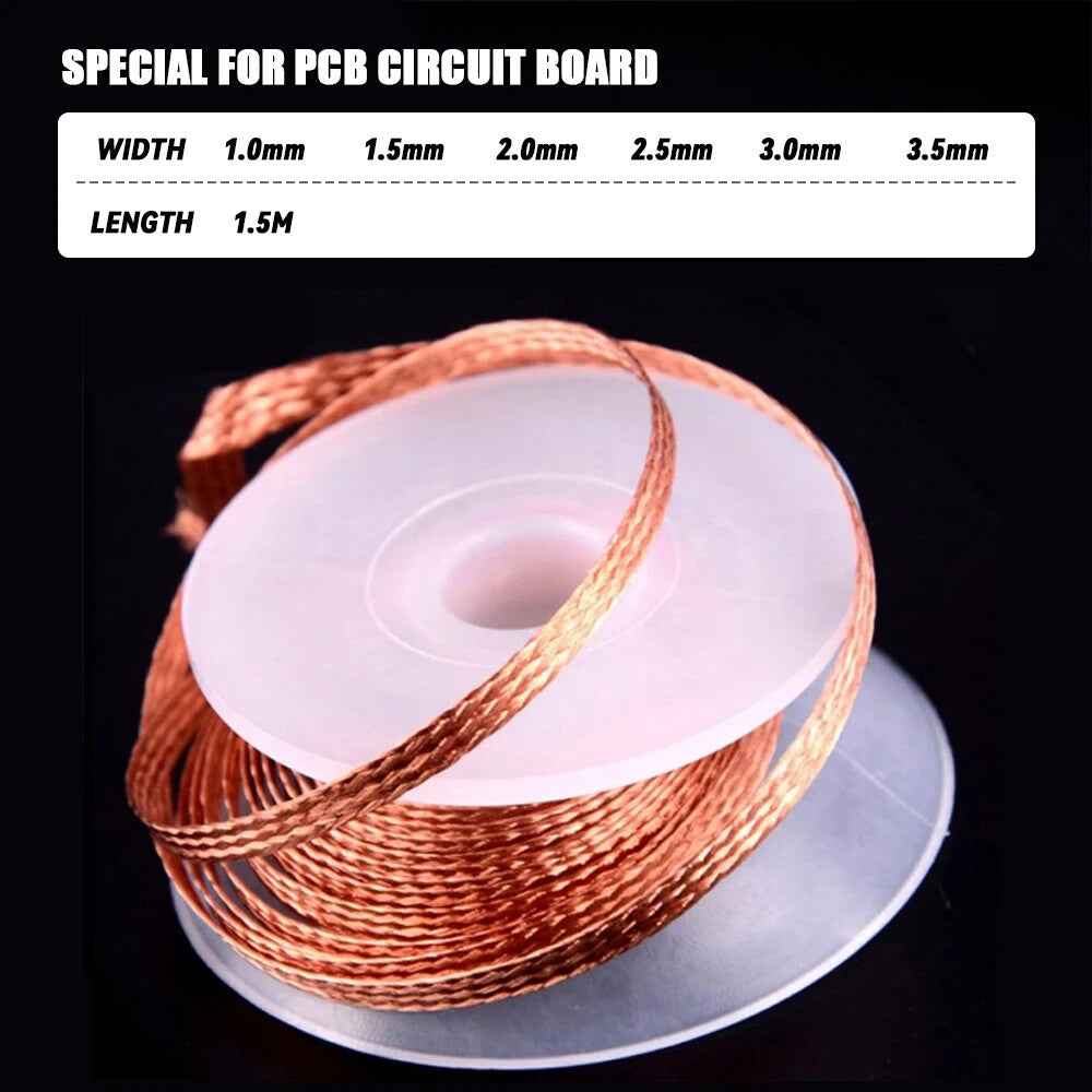 Desolder Desoldering Braid Wick Wire Mop Solder Sucker Fluxed Remover - Dukes Supplies