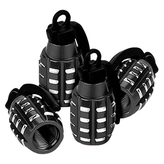 Tyre Valve Dust Caps Grenade Car Bike Motorcycle Alloy BMX MTB X 4 - Dukes Supplies