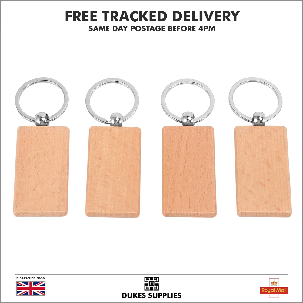 Blank Rectangle Wooden Key Chain DIY Engraving Art Wood Keychains Key Tags - Image 1