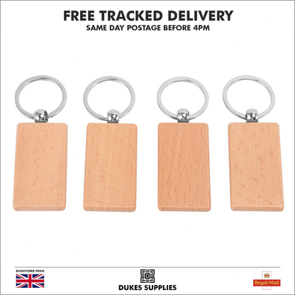 Blank Rectangle Wooden Key Chain DIY Engraving Art Wood Keychains Key Tags - Image 1