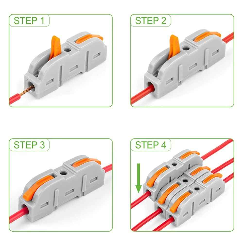 SPRING LEVER TERMINAL BLOCK ELECTRICAL CABLE WIRE CONNECTOR QUICK SPLICE INLINE - Dukes Supplies