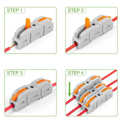SPRING LEVER TERMINAL BLOCK ELECTRICAL CABLE WIRE CONNECTOR QUICK SPLICE INLINE - Dukes Supplies