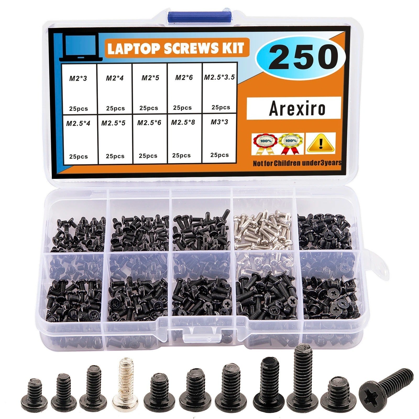 500pc Laptop Computer Screw Kit M2 M2.5 M3 Flat Head Phillips Screw - Image 12