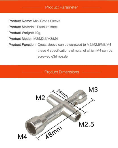 3D Printer Nozzle Tool Wrench Spanner Cross Wrench Screw Nut RC Car DIY - Dukes Supplies