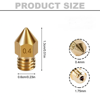3D Printer Nozzle MK8 Brass Extruder 0.2mm - 1.0mm Creality Ender CR-10 makerbot - Dukes Supplies