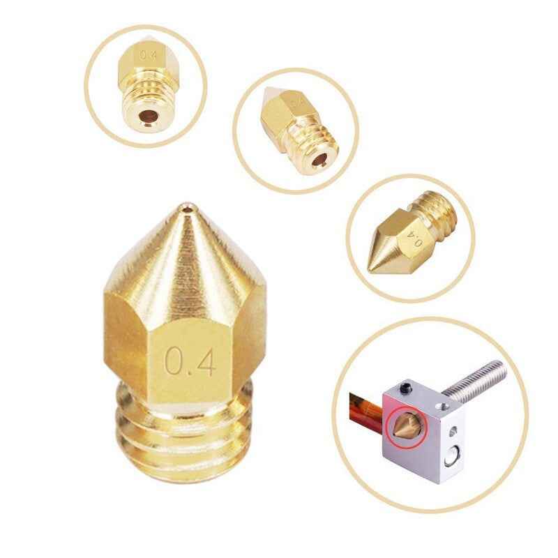 3D Printer Nozzle MK8 Brass Extruder 0.2mm - 1.0mm Creality Ender CR-10 makerbot - Dukes Supplies