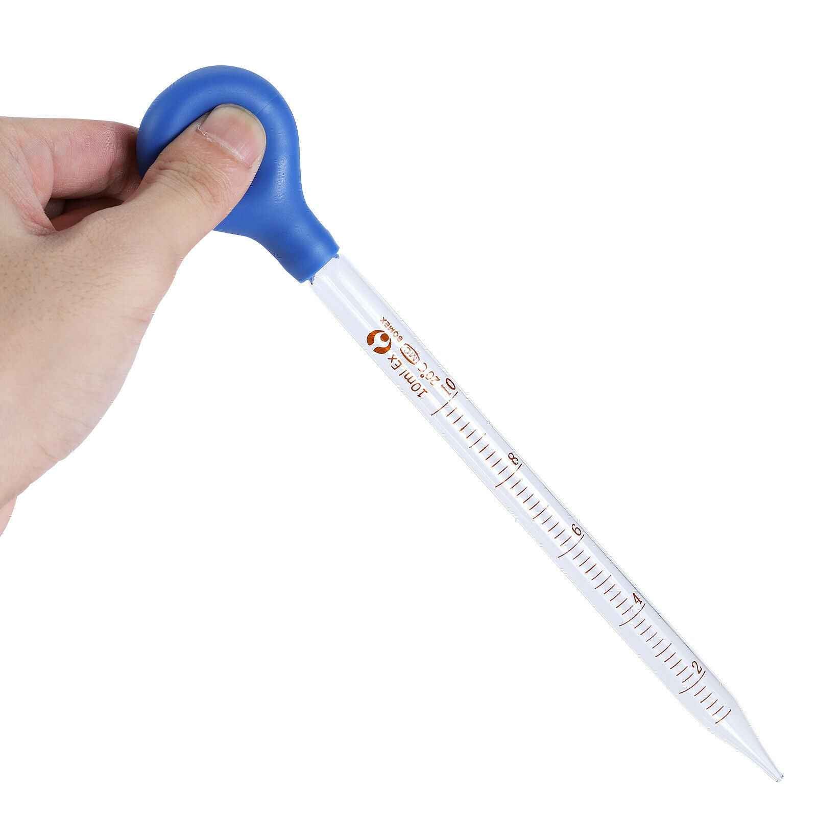 6 x 10ml Dropper Glass Scale Line Dropping Pipe Lab School Rubber Head Pipette - Dukes Supplies