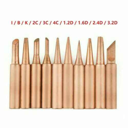 10pc/Set 900M Soldering Iron Tip Pure Copper Iron Head Solder Tool Tips - Dukes Supplies