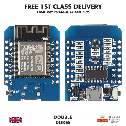 D1 MINI ESP8266 NODEMCU ESP WIFI 4M BYTES IOT DEVELOPMENT BOARD MICRO/USB-C - UK - Dukes Supplies