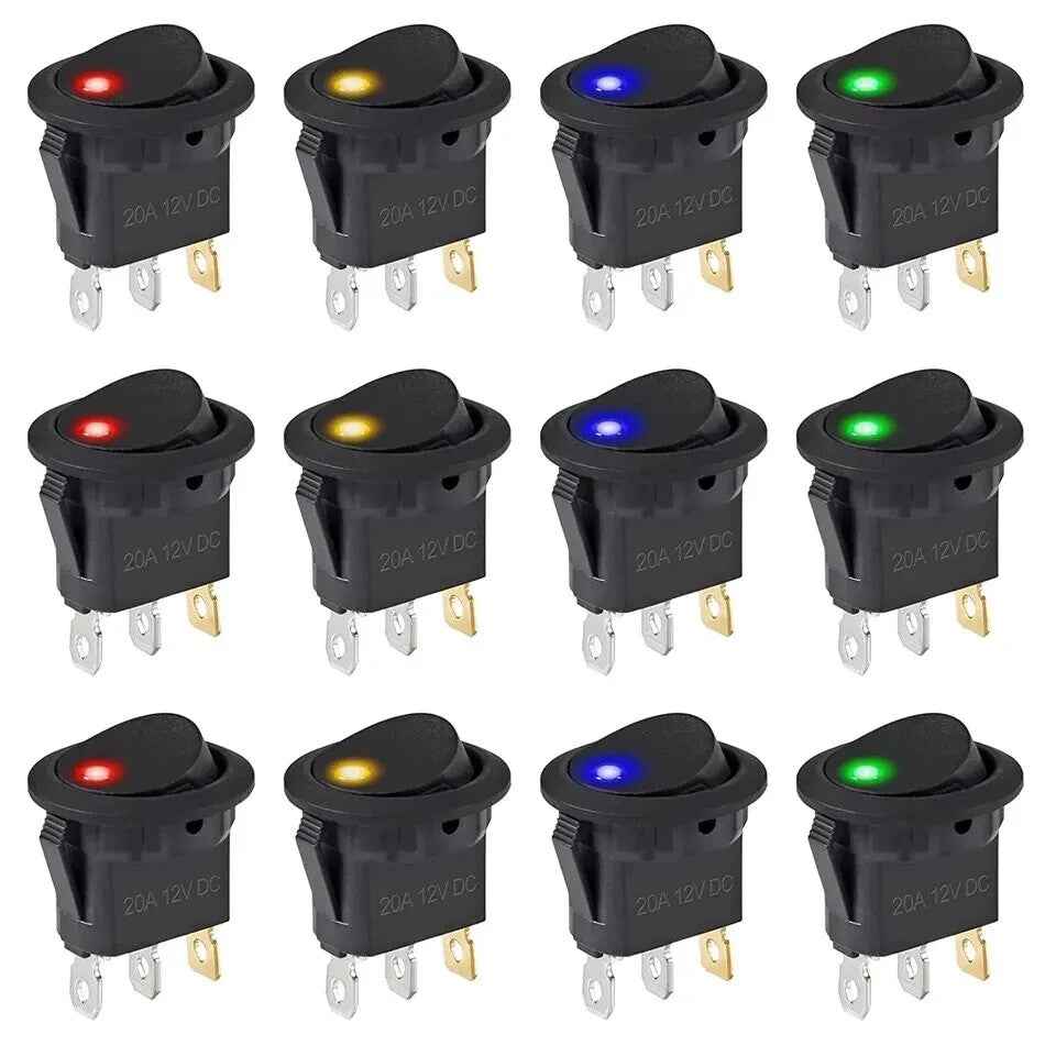 5Pcs 12V ON/OFF LED Round 12v Rocker Toggle Switch Dashboard Boat Van - Dukes Supplies