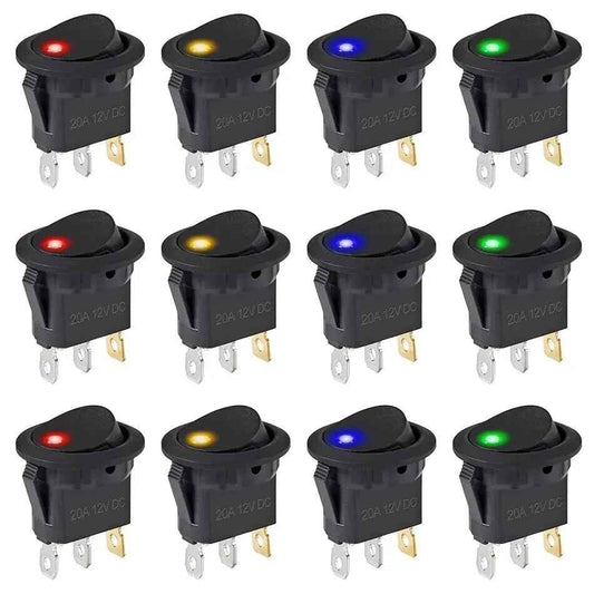 5Pcs 12V ON/OFF LED Round 12v Rocker Toggle Switch Dashboard Boat Van - Dukes Supplies