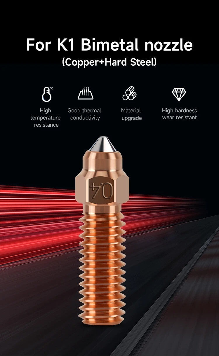 For Creality K1/K1 Max Nozzle Copper 3D Printer Nozzles 0.2-1.0mm 1.75mm - Dukes Supplies