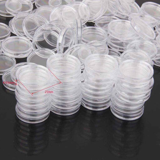 21mm Coin Capsules - 1p Coin Holder Clear Capsules Round Display Case Container - Dukes Supplies