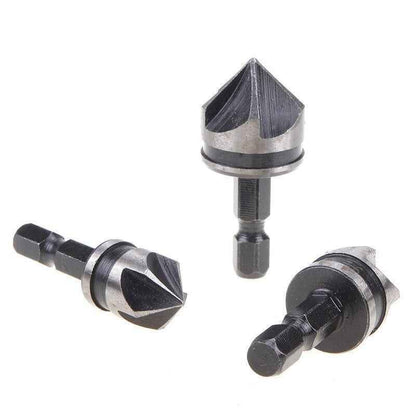 3pc Hex Countersink Drill Bits Carbon Steel HCS  1/4" 12mm 16mm 19mm Shank - Dukes Supplies
